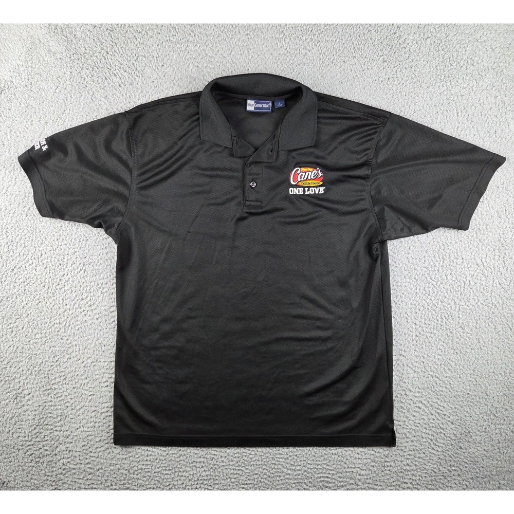 Raising Canes Fry Cook Cashier Employee‎ Worker Polo Shirt Women L Black Logo